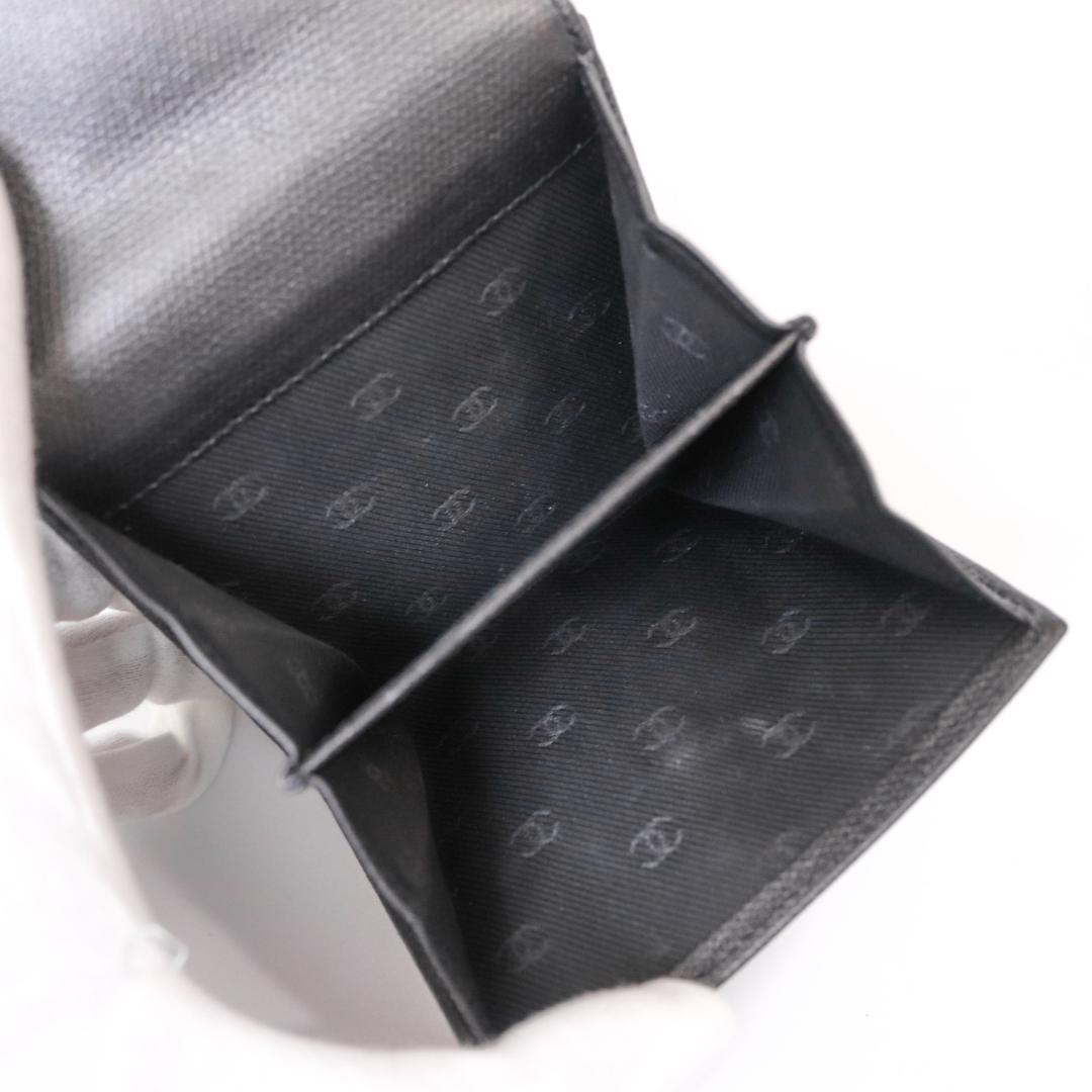 CHANEL シャネル　三つ折り財布　ココボタン　Wホック　ブラック　レザー