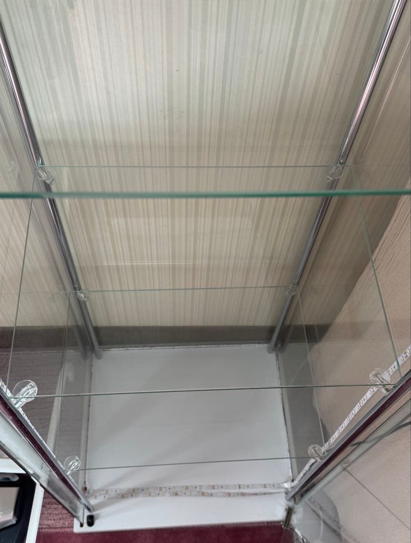 不二貿易 コレクションケース 4段 120cm ホワイト LEDテープ付き