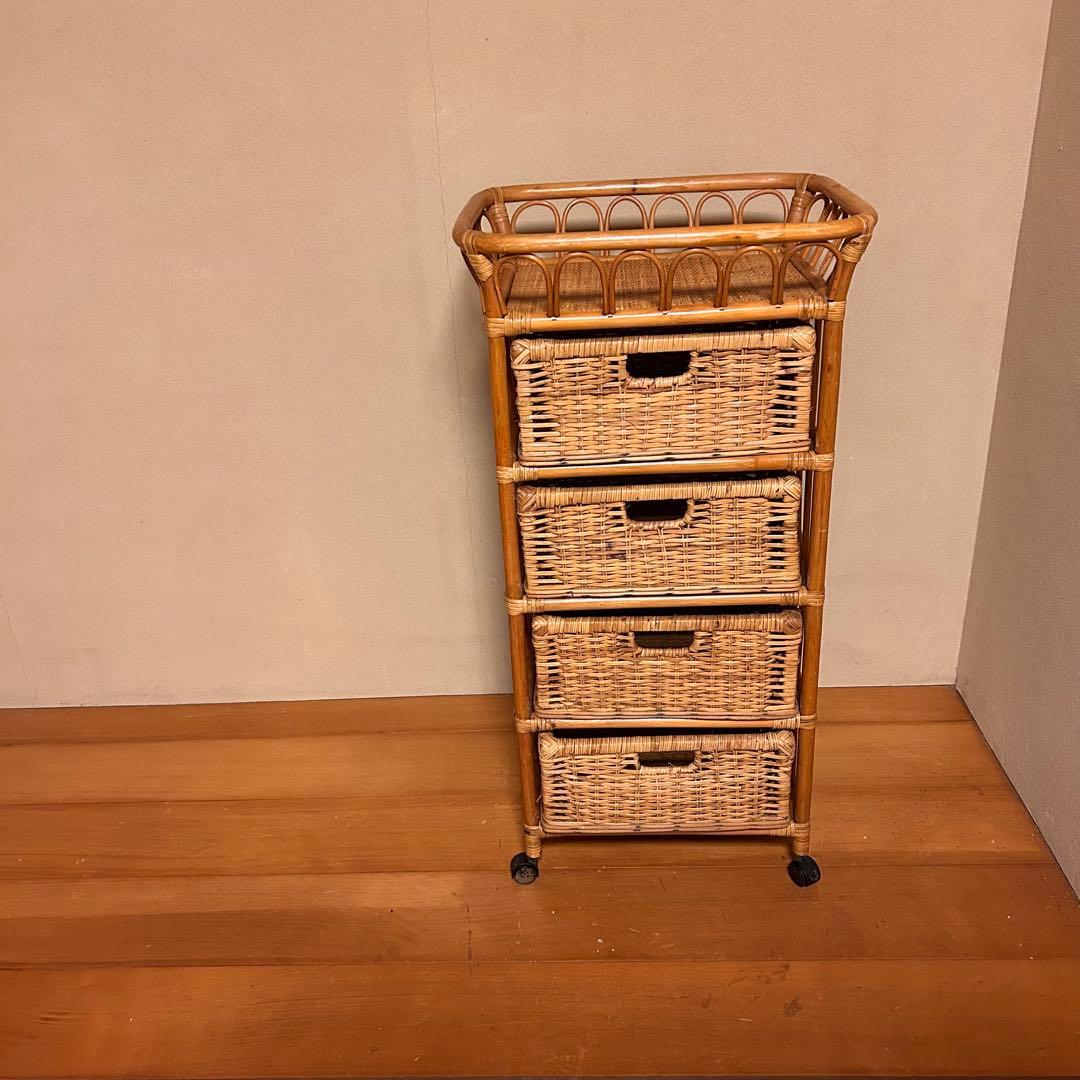 ラタン　ランドリーチェスト　棚