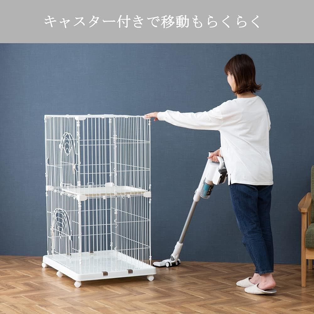 アイリス 猫 ケージ オリジナルペットケージ 3段 キャスター付 ホワイト 猫用