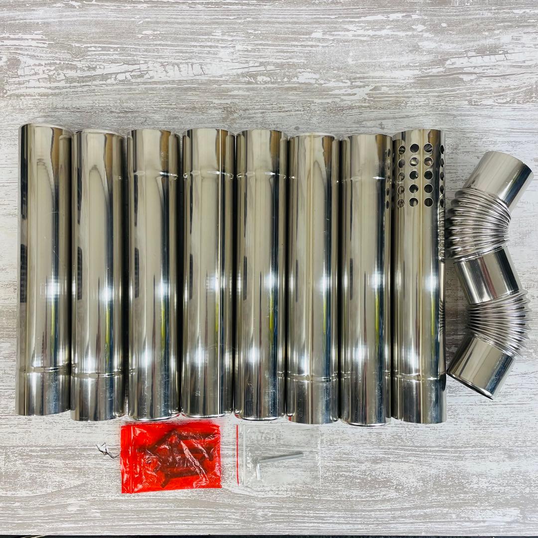 【極美品】FUTURE FOX 薪ストーブ　3面ガラス折りたたみ式　煙突ガード付