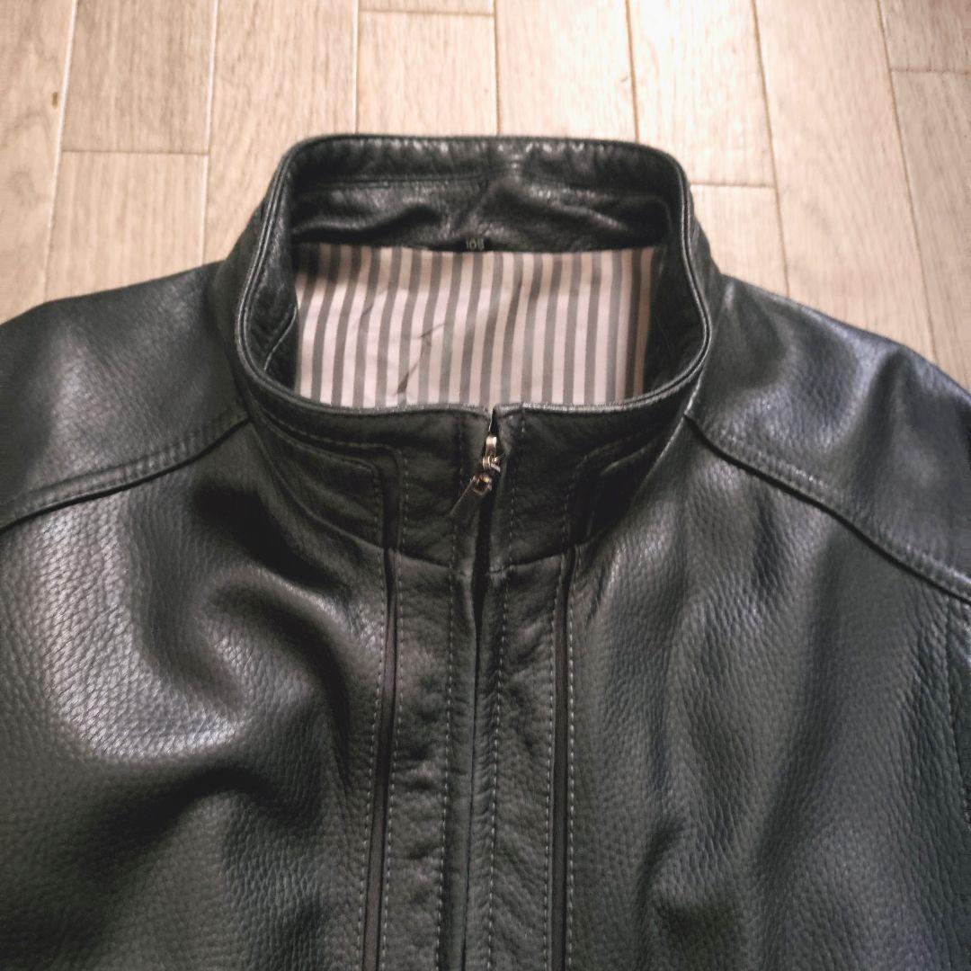 希少 イタリア製 ラムレザー ライダース シングル 2XL ジャケット