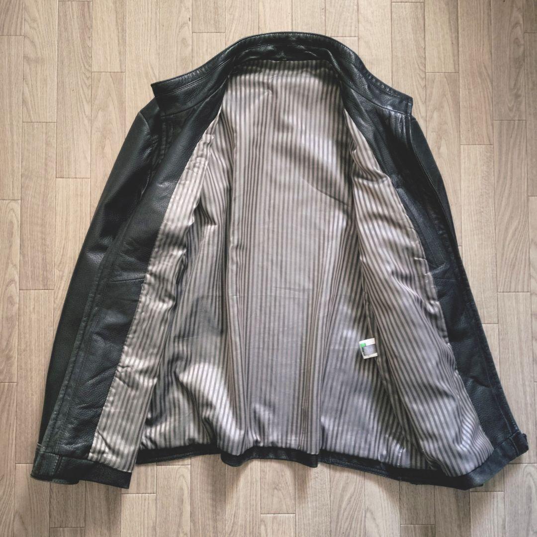 希少 イタリア製 ラムレザー ライダース シングル 2XL ジャケット