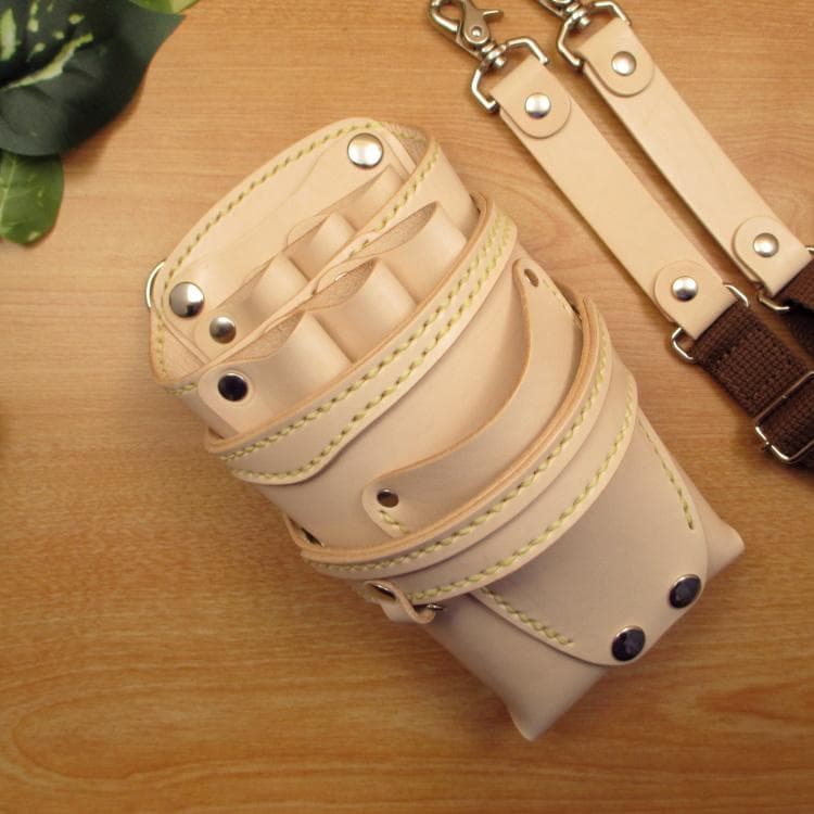 ☆特別価格☆　ヌメ革ナチュラル　６丁差し　 シザーケース　SCY-61/NA4