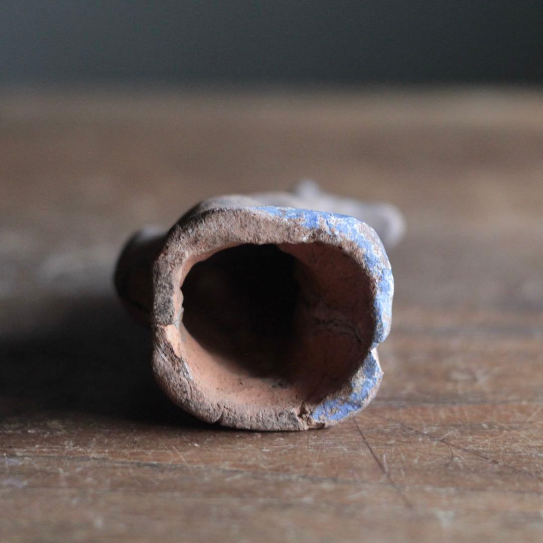 古作 土人形 お稲荷様 片耳欠け 郷土人形 民芸 古道具 アンティーク オブジェ