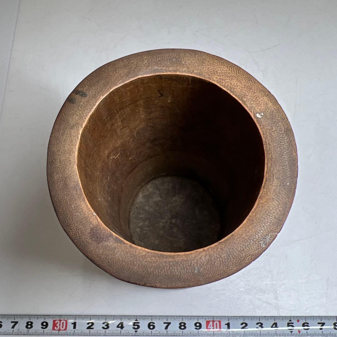 時代竹製浮彫筆筒　高さ14㎝　東Y7-0606①タエオ