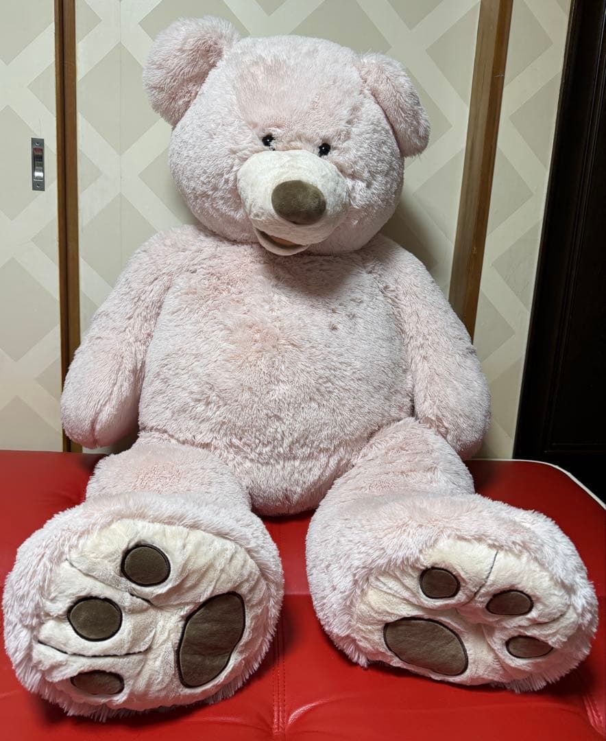 大きいクマのぬいぐるみ ベージュ・ピンク