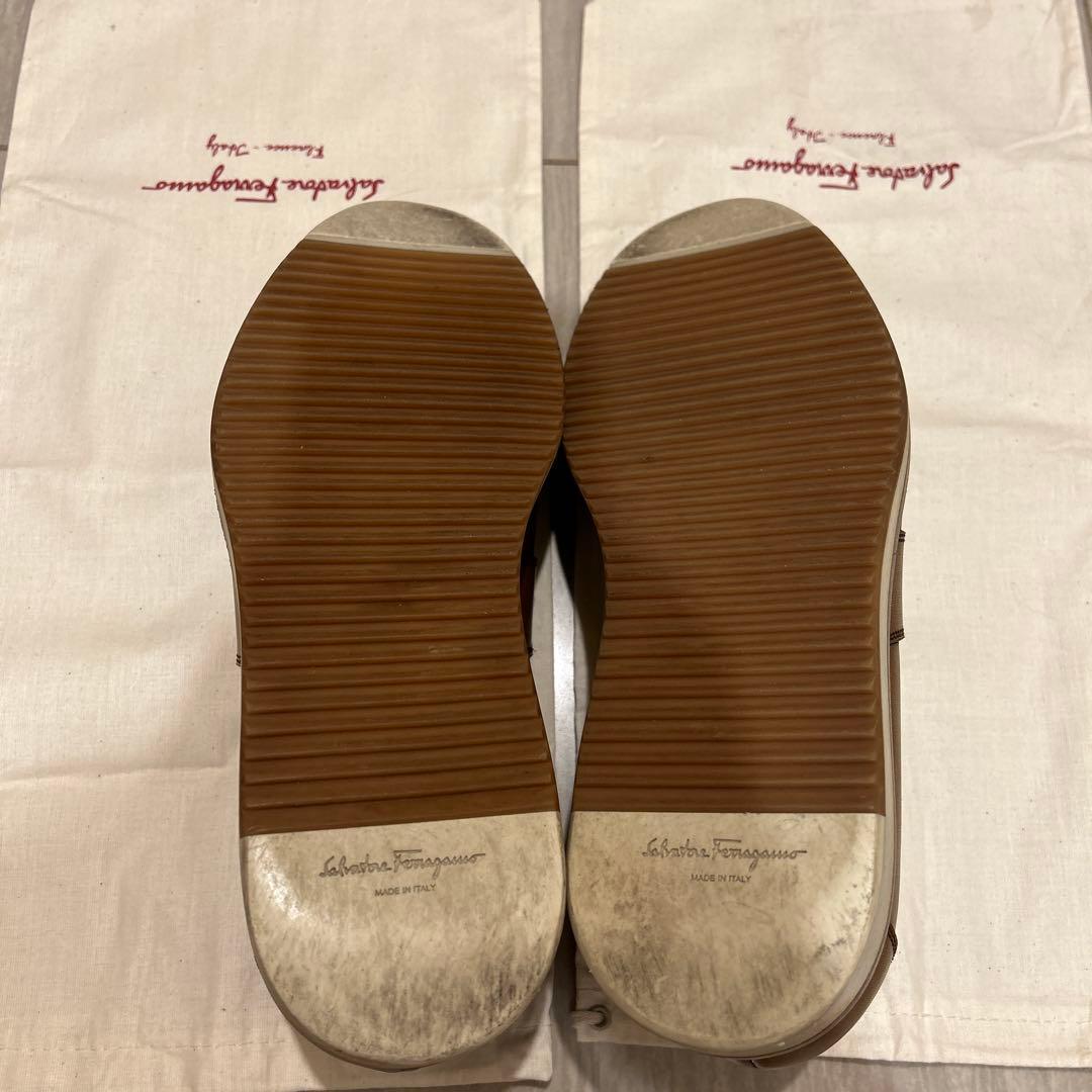 FERRAGAMO フェラガモ ブラウンレザー フリンジローファー UK7 2E