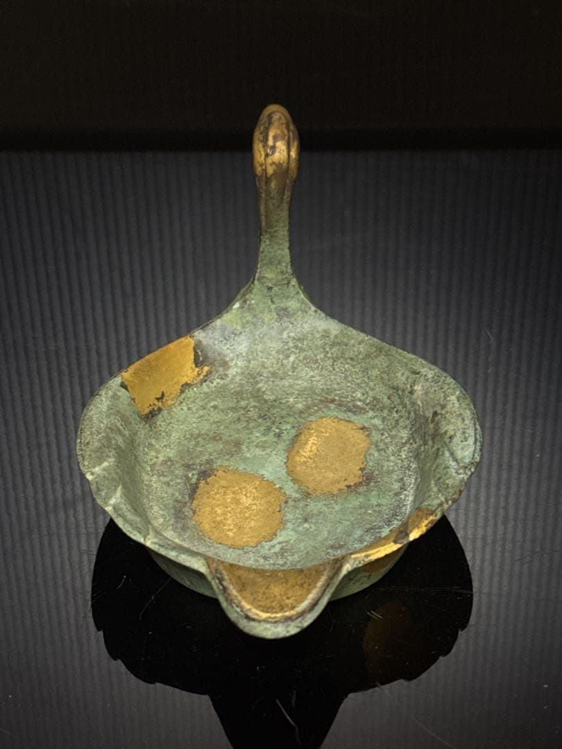 平安 名人 秦 蔵六 造 鍍金銅 床置 莨皿 桐共箱付 茶道具