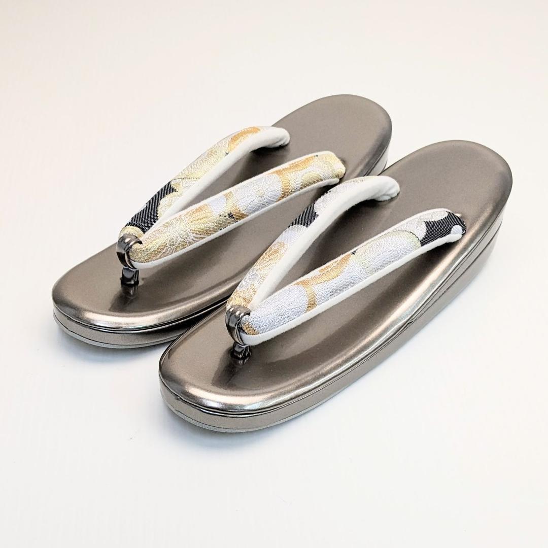 和装 草履 バッグ セット 帯地 梅 黒 金 ブラック フリーサイズ w5-8