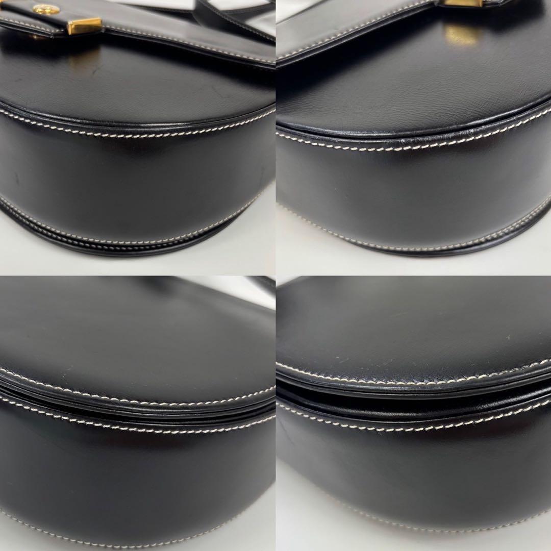 専用ディオール ショルダーバッグ CD金具 ステッチ ポシェット レザー 黒