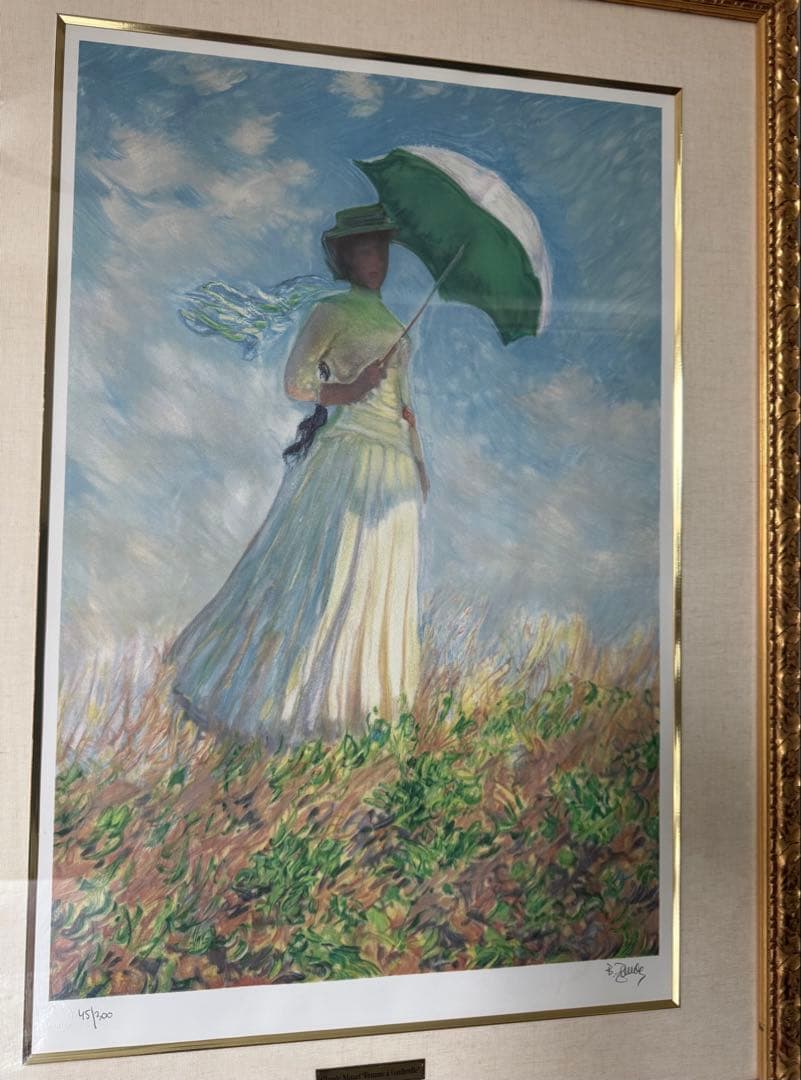 額装絵画　クロード・モネ　日傘をさす女性(右向き) 1886年