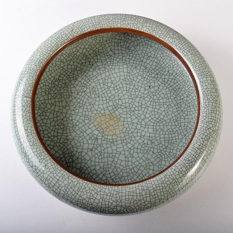 中国　官窯　金糸鉄線　氷裂文　大香炉　直径約39㎝　C　R7962B