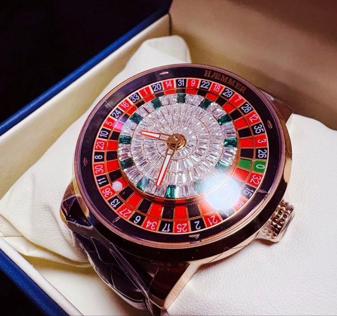 【新品】HÆMMER 自動巻き時計 ゴールド/ブラック ルーレット