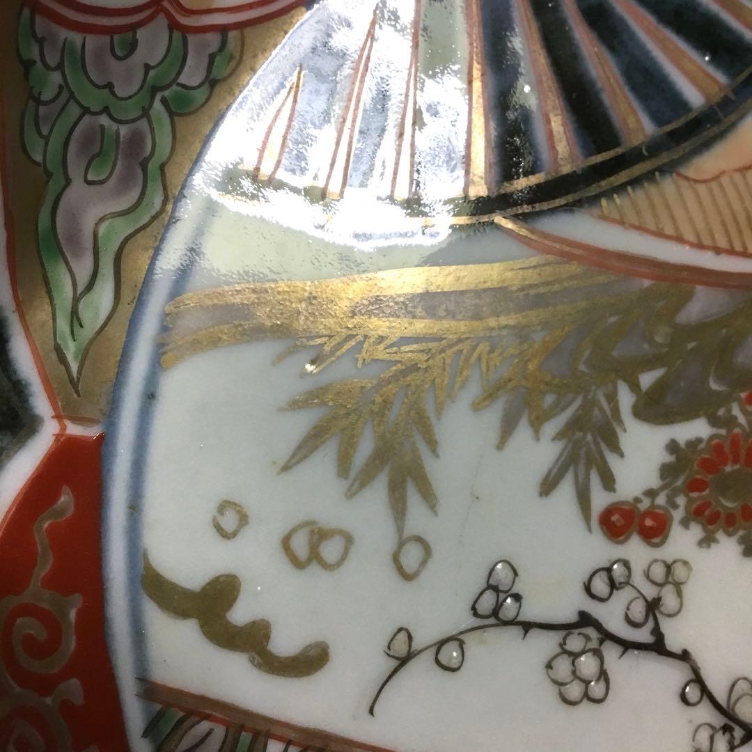 伊万里焼 色絵 草花紋様 八角 八寸深鉢 /骨董/時代物