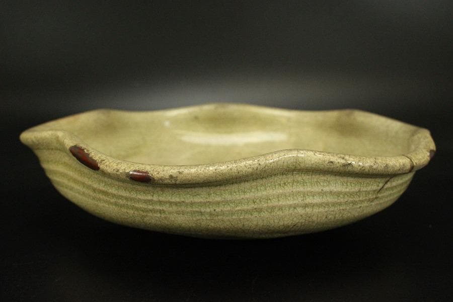 黄瀬戸 梅型 鉢 古美術(ZE569)