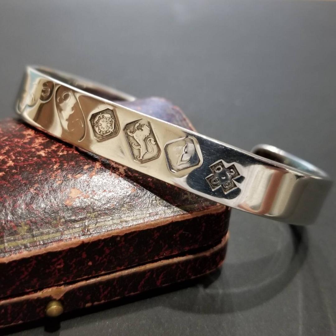 2000年 ミレニアム 英国 ヴィンテージ カフ ブレスレット 925 シルバー