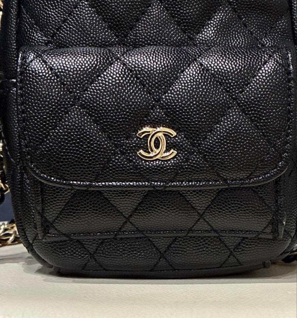 CHANEL ブラックレザー キルティングバッグ