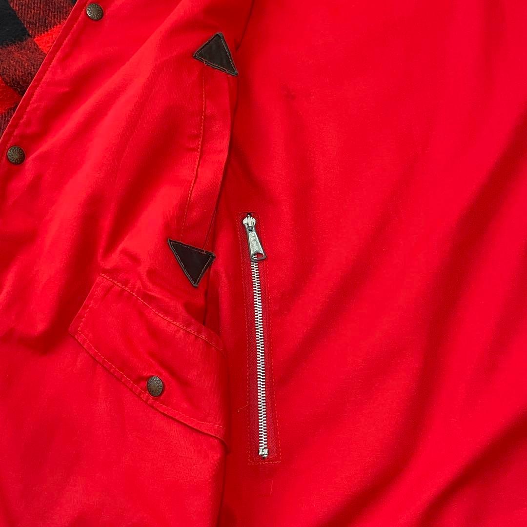 vintage バッファローチェック柄　厚手ウールジャケット赤／黒　裏地ギミック