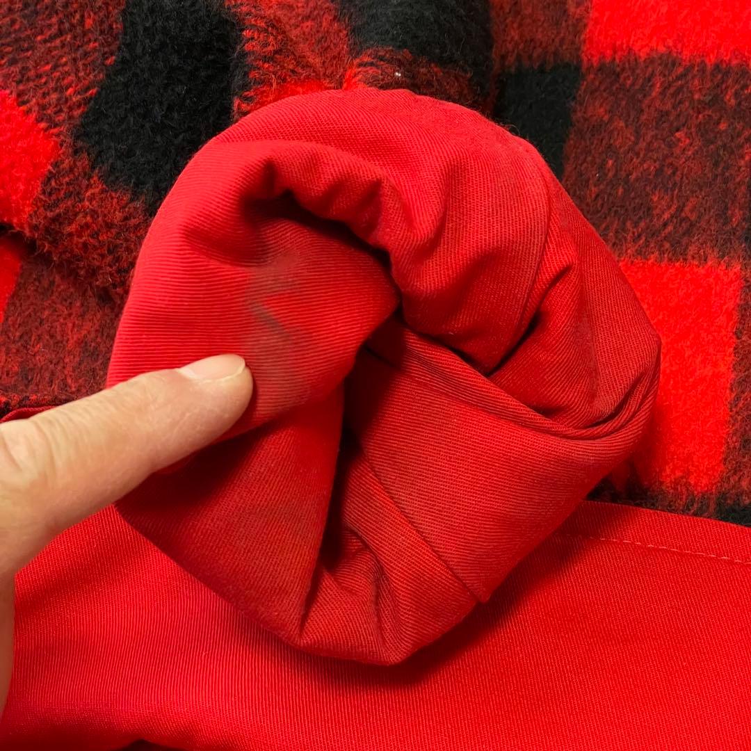 vintage バッファローチェック柄　厚手ウールジャケット赤／黒　裏地ギミック