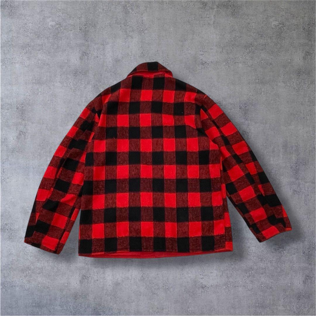 vintage バッファローチェック柄　厚手ウールジャケット赤／黒　裏地ギミック