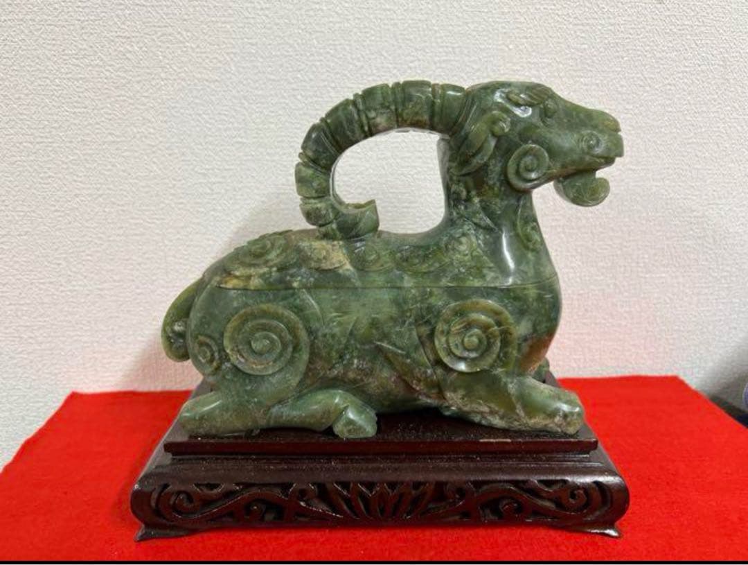 中国清時代　古美術・香・彫刻・羊 天然玉石 保証　風水飾り