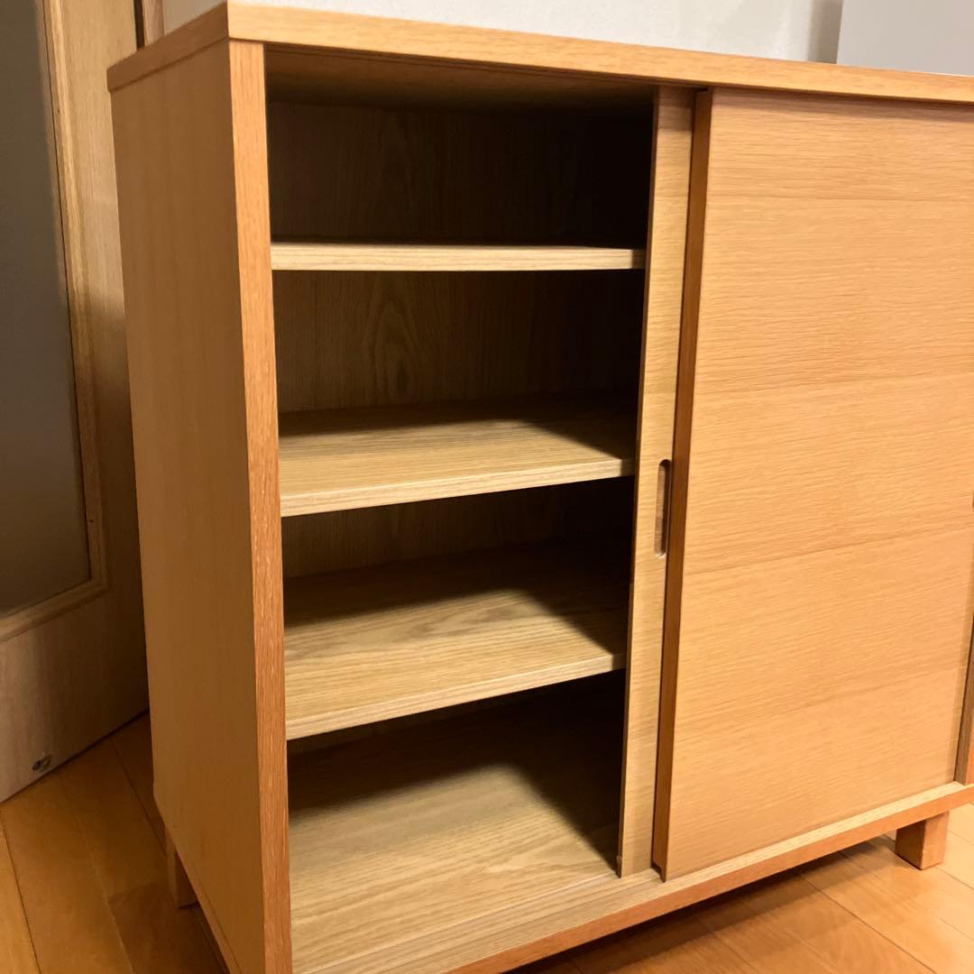 無印良品/オーク材/スライドドアキャビネット