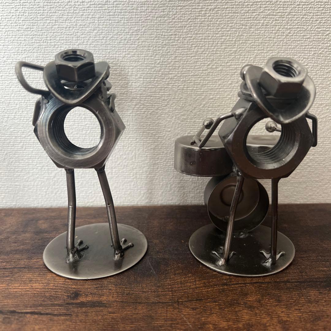 カエルの置物　ブリキ　ボルト　音楽隊　ジャンクアート　7体