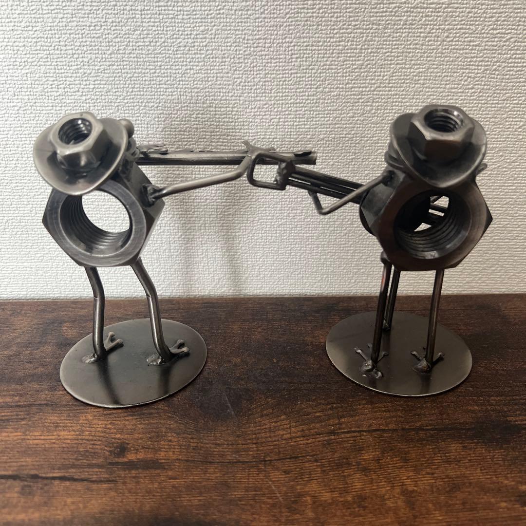 カエルの置物　ブリキ　ボルト　音楽隊　ジャンクアート　7体