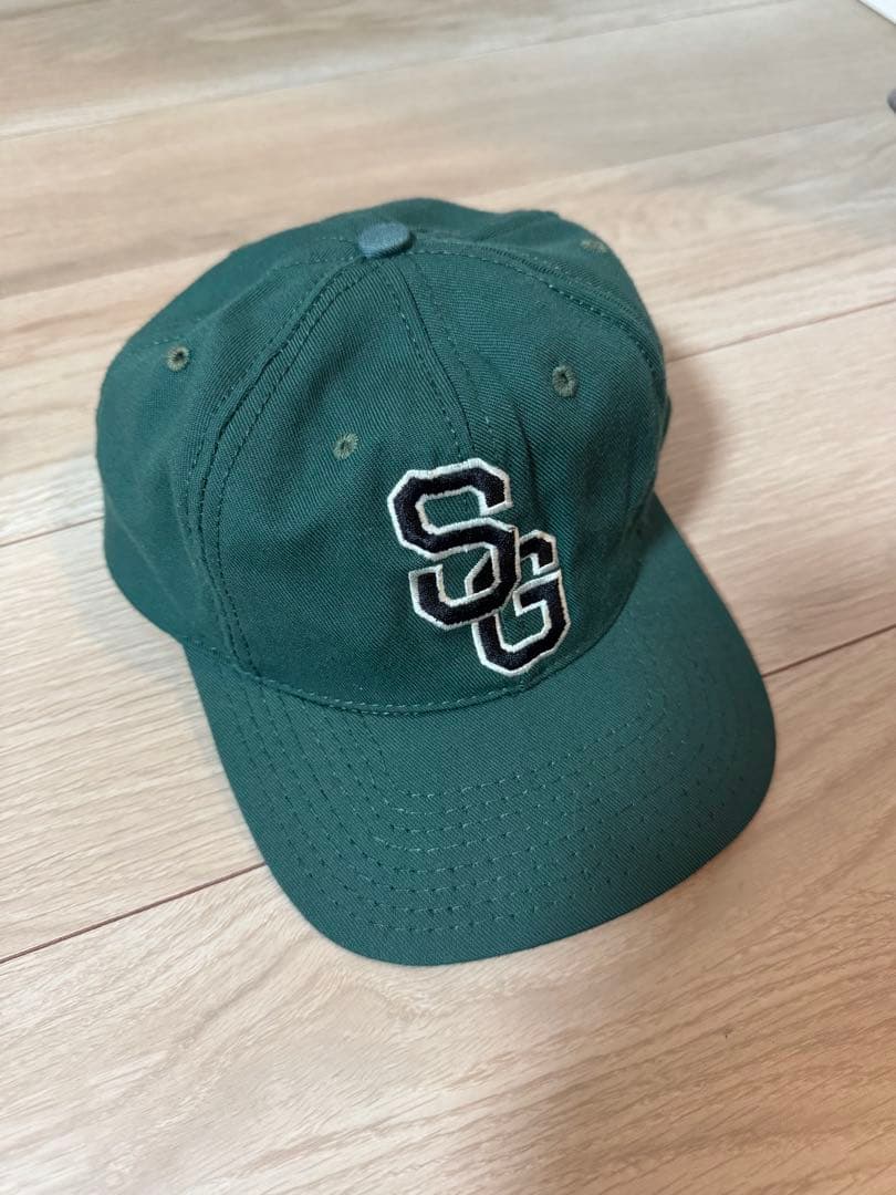 90s USA製 OLD STUSSY SGロゴ 6パネルキャップ グリーン