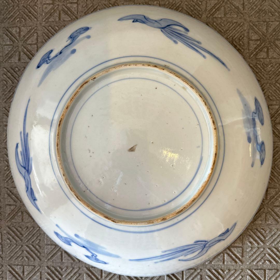 古伊万里、金彩染錦、双仙人、山河図。大皿。箱付き。