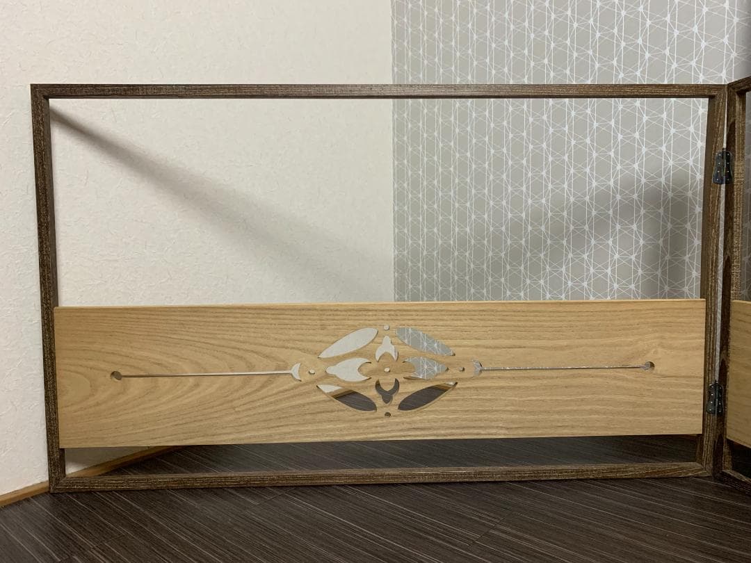 女桑縁 桐地 花紋透彫 上透し 風炉先屏風 茶道具 桐箱入 813