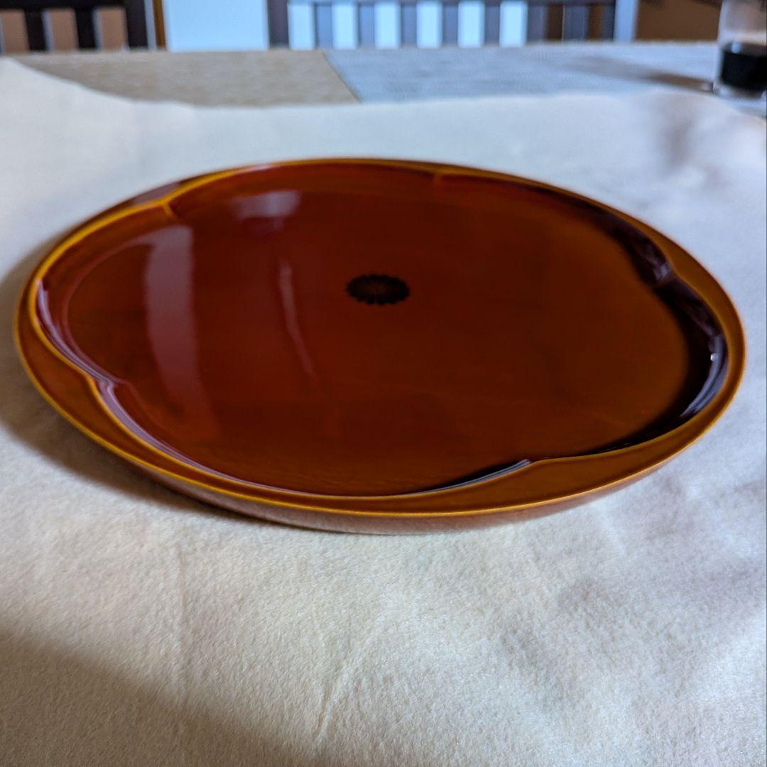 【未使用】伝統工芸 飛騨春慶塗 菓子盆 家紋風文様 共紙あり 30cm