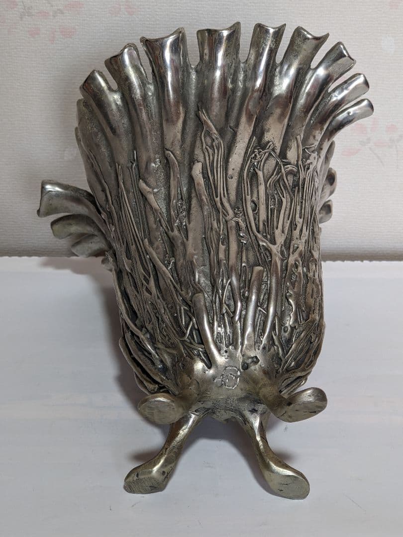 ♦西洋ヴィンテージ 純錫製フラワーベース 花器 花活け 美術工芸 骨董