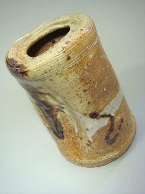 花瓶■不二窯 忍冬庵「佐藤和子」神谷宗宏 美嚢伊賀 花尺 掛け花生 共箱 骨董品