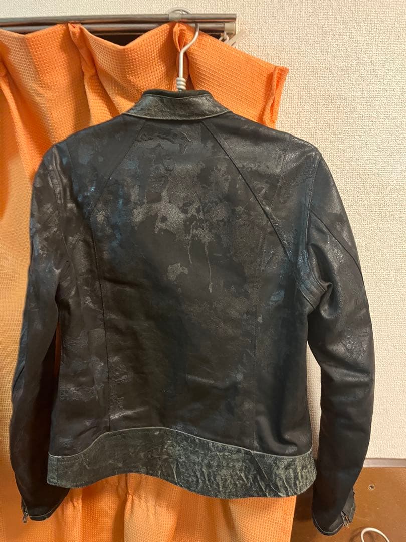 ヤスユキイシイ ブラックレザーシングルライダースジャケット