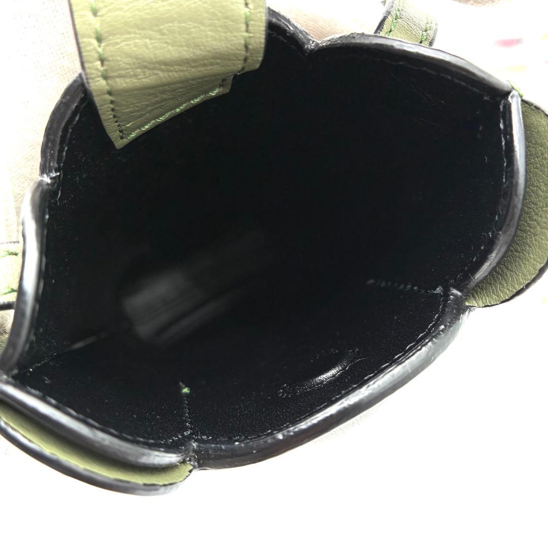 未使用に近い ロエベ ショルダーバッグ エレファント アナグラム レザー 緑