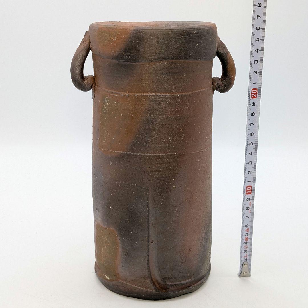 中村眞 備前焼 耳付花入 共箱共布 花瓶 花器 フラワーベース 中村真 華道具