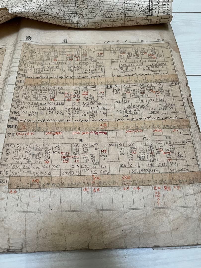 国鉄 昭和19年9月 乗務表（門司機関区 電気）