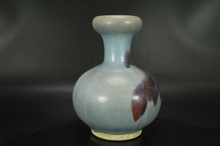 中国美術 紫斑釉 天球瓶 高17.5cm(LC124)