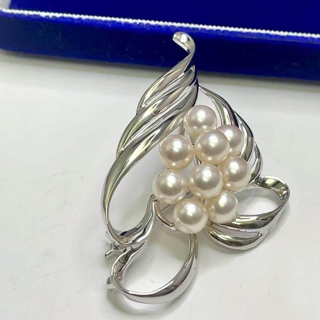 本真珠 あこや真珠 7珠 パール SILVER刻印 ブローチ 和装小物