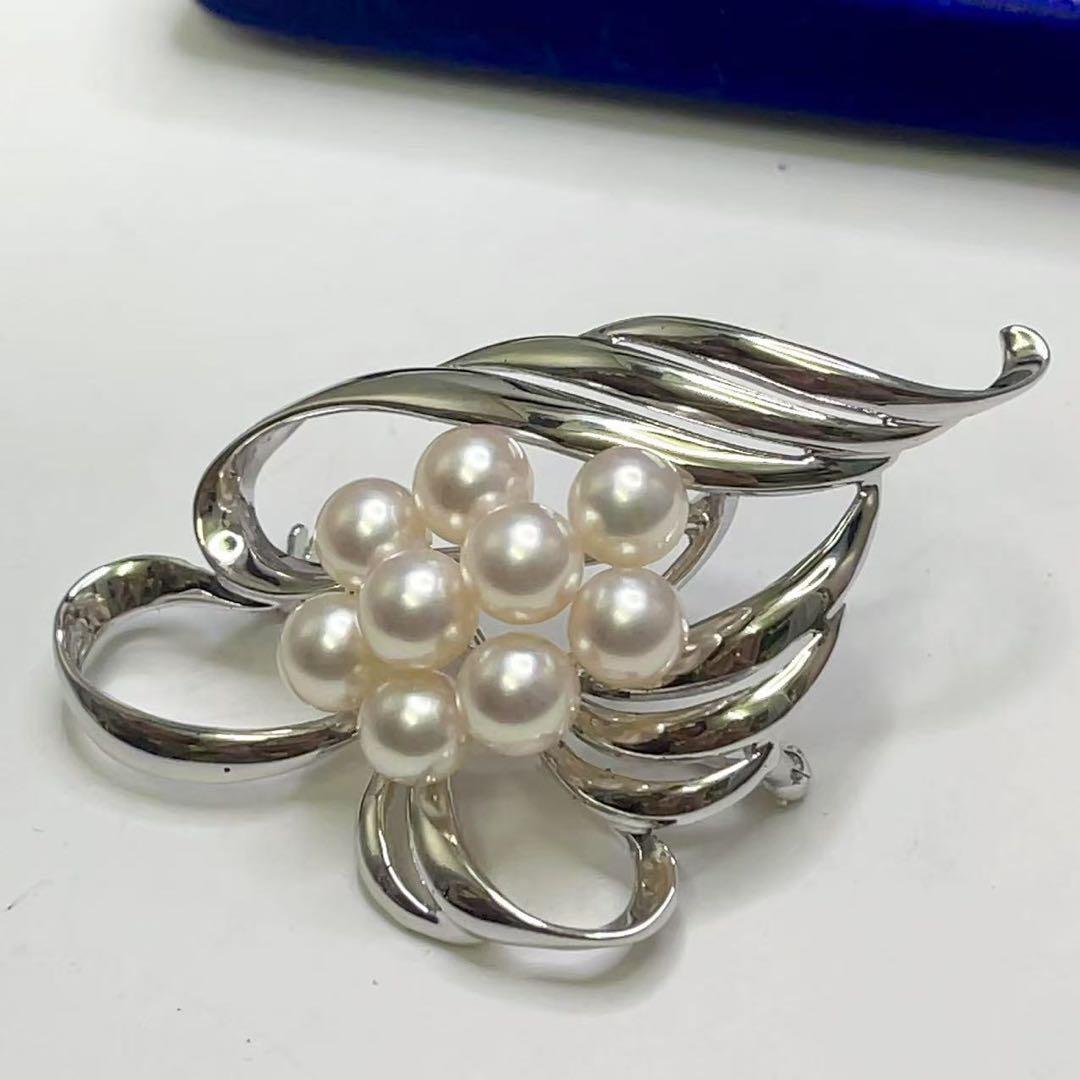 本真珠 あこや真珠 7珠 パール SILVER刻印 ブローチ 和装小物
