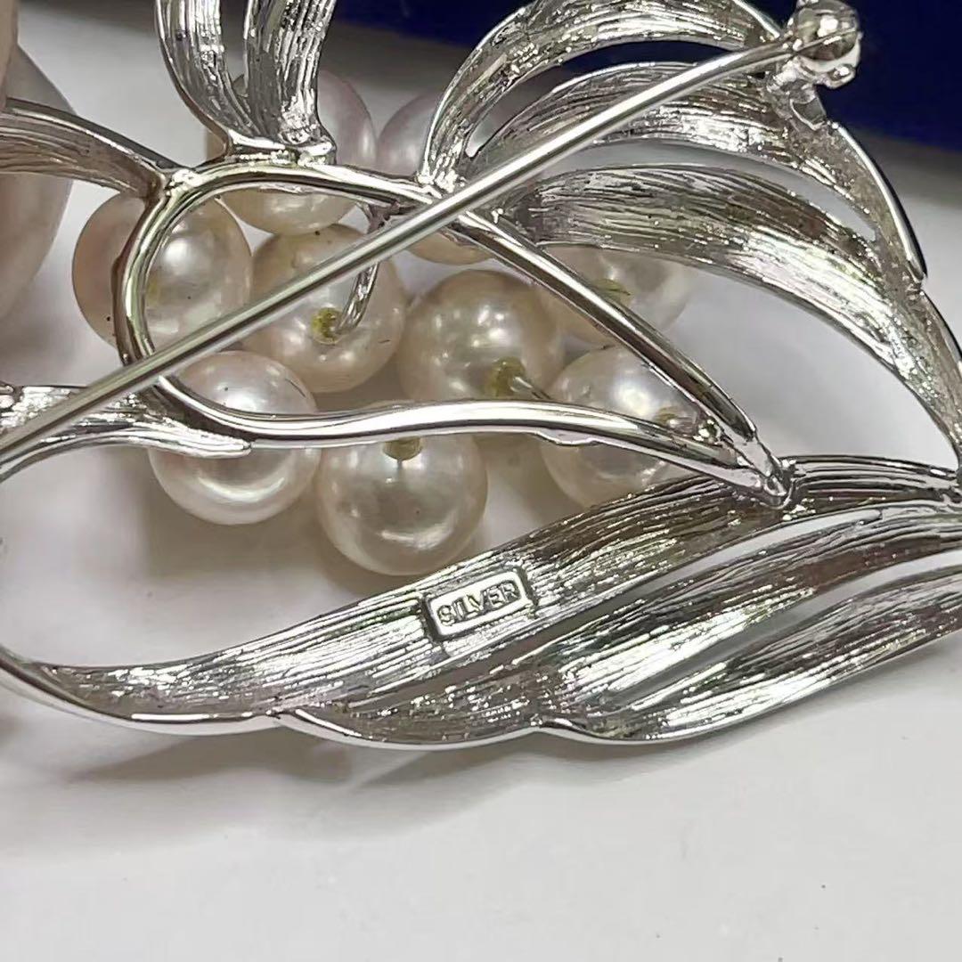 本真珠 あこや真珠 7珠 パール SILVER刻印 ブローチ 和装小物