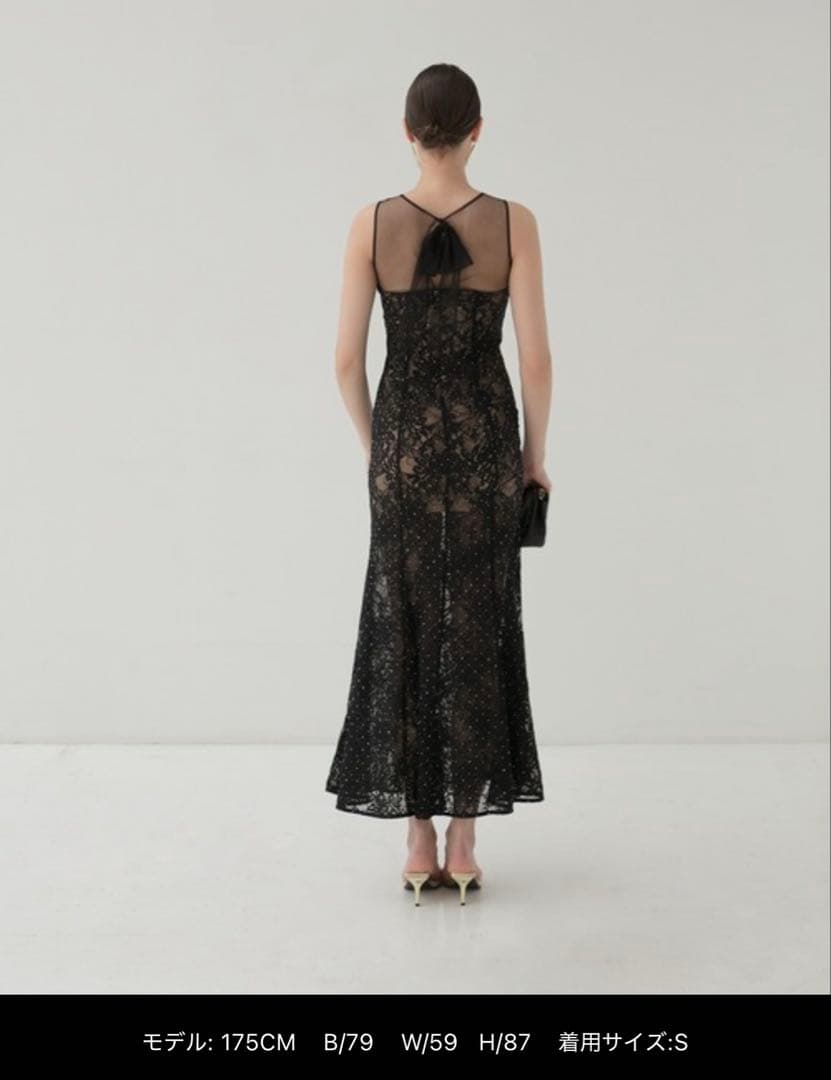 未使用 Leja LUXEレースストーンスパンコールフラワーマーメイドドレス　S