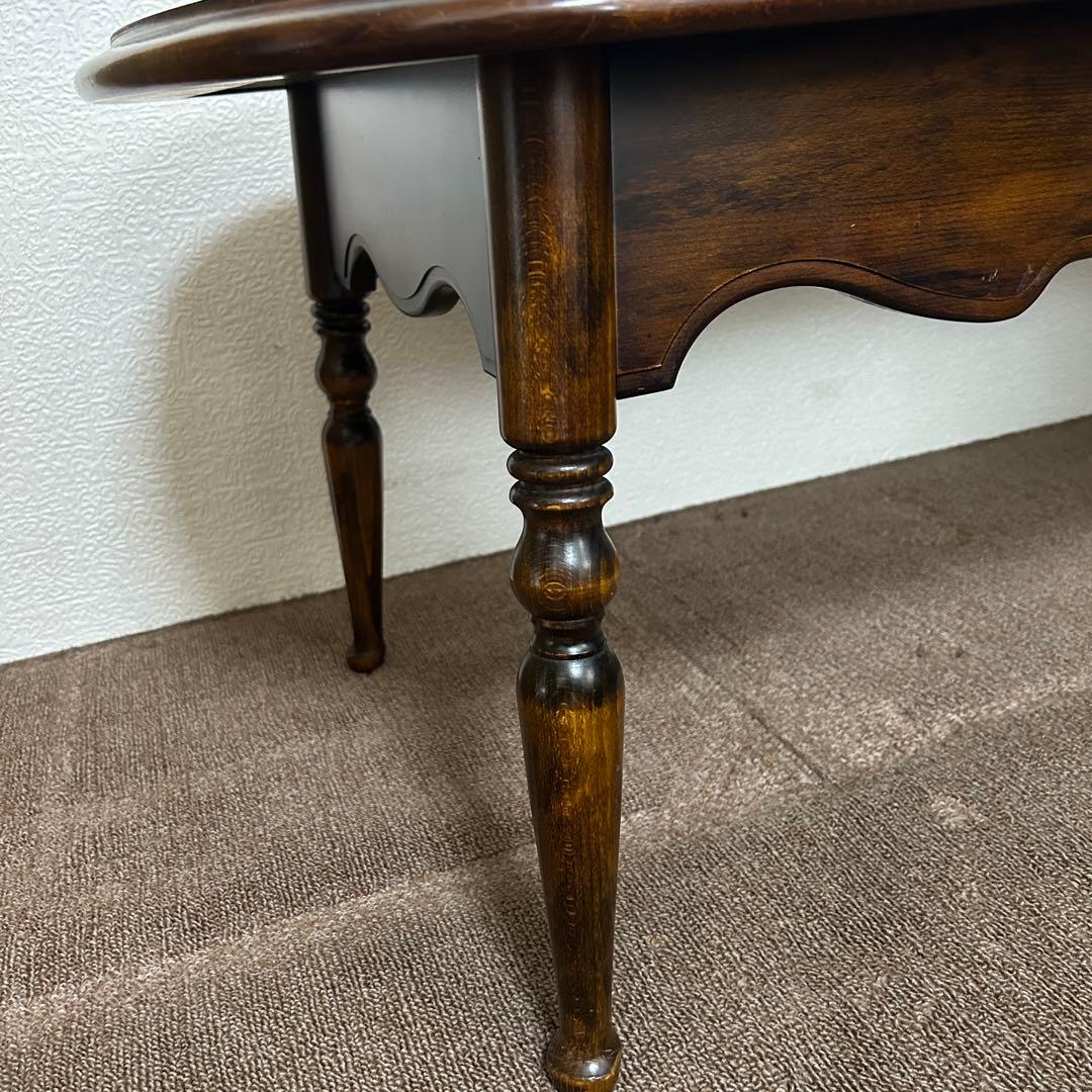 カリモク　木製 ブラウン 文机 引き出し付き　アンティーク