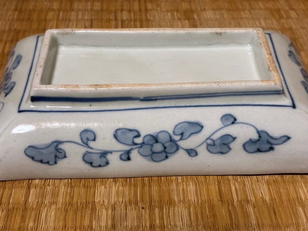 古伊万里 魚紋 風景図 色絵 長皿 丸皿 二点