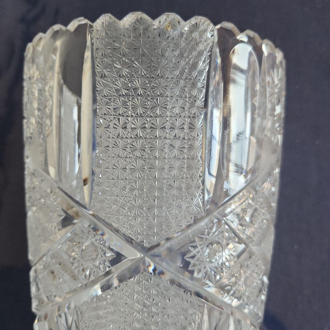 カットクリスタル 花瓶 　クリスタルグラス　レトロ　花瓶