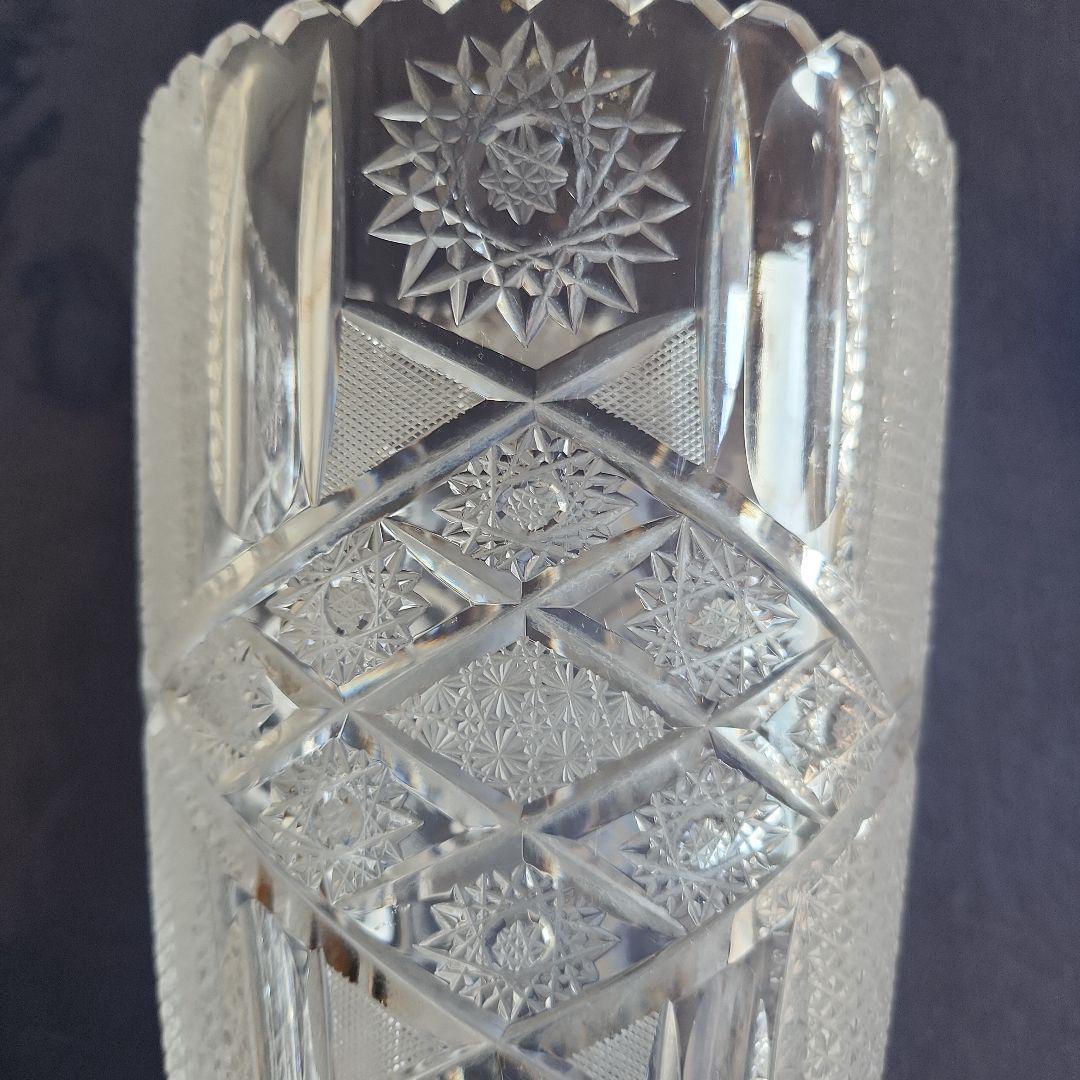 カットクリスタル 花瓶 　クリスタルグラス　レトロ　花瓶