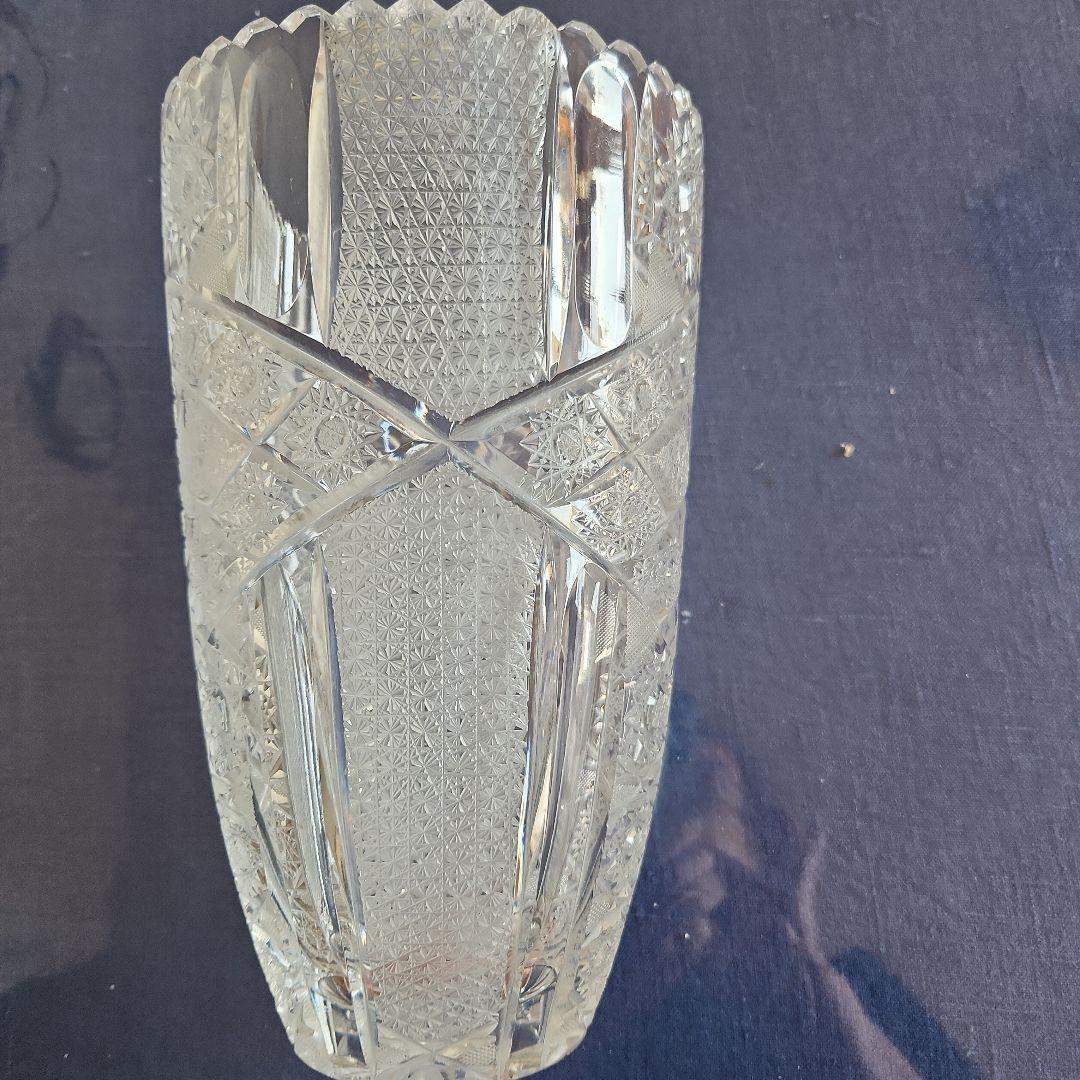 カットクリスタル 花瓶 　クリスタルグラス　レトロ　花瓶