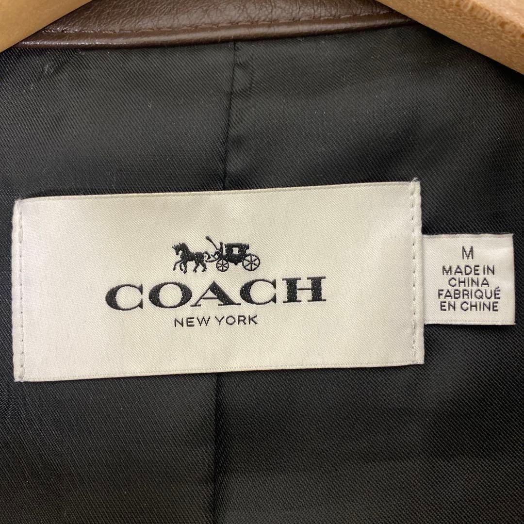 COACH ブラウン シングルライダースジャケット M F86594